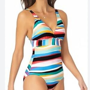 Anne Cole striped swimsuit, size 12
